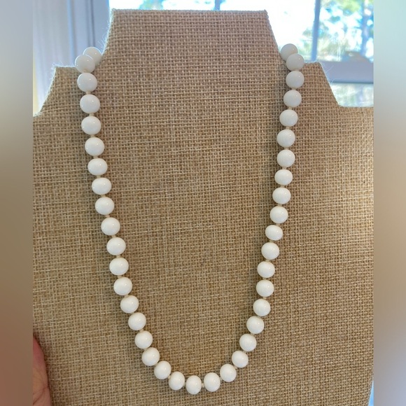 Monet Vintage Milk Glass Beaded Necklace - Picture 1 of 5